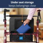 Large Steel Bariatric Rollator Walker W Adjustable Handles & Padded Seat