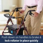 Large Steel Bariatric Rollator Walker W Adjustable Handles & Padded Seat