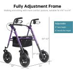 Elenker 10" All Terrain Walker with Seat & Backrest – 300lb Rollator for Elderly