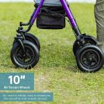 Elenker 10" All Terrain Walker with Seat & Backrest – 300lb Rollator for Elderly