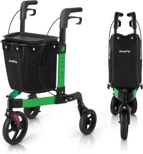 Rollator Walker  All Terrain 10“Front 3 Wheel w/ Tray&Large Storage Bag Foldable