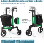 Rollator Walker  All Terrain 10“Front 3 Wheel w/ Tray&Large Storage Bag Foldable