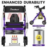 Blessreach Heavy-Duty Foldable Rollator Walker, 450 Lb Capacity, 8" Wheels