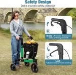 Rollator Walker  All Terrain 10“Front 3 Wheel w/ Tray&Large Storage Bag Foldable
