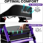 Blessreach Heavy-Duty Foldable Rollator Walker, 450 Lb Capacity, 8" Wheels