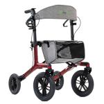 Real Relax All-Terrain Rollator with Seat, Outdoor Off Road Rolling Walker, Compact Folding, with 12” Non-Pneumatic Wheels, Storage Bag, for Seniors, Burgundy