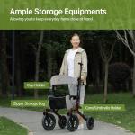 Real Relax All-Terrain Rollator with Seat, Outdoor Off Road Rolling Walker, Compact Folding, with 12” Non-Pneumatic Wheels, Storage Bag, for Seniors, Burgundy