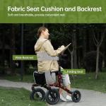 Real Relax All-Terrain Rollator with Seat, Outdoor Off Road Rolling Walker, Compact Folding, with 12” Non-Pneumatic Wheels, Storage Bag, for Seniors, Burgundy