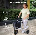 3 Wheel Rollator Walker For Seniors Lightweight Foldable All-Terrain Non-Slip 