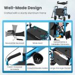 2-in-1 Rollator Walker for Seniors w/ Seat 9" Pneumatic Tires for All Terrain