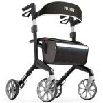 Pelegon Rollator Walker with Seat for Seniors – Lightweight Foldable Walker with Padded Seat & Backrest, Adjustable Handles, Reflective Frame, Carry Bag – Heavy-Duty 300lb Support - Black