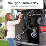 Pelegon Rollator Walker with Seat for Seniors – Lightweight Foldable Walker with Padded Seat & Backrest, Adjustable Handles, Reflective Frame, Carry Bag – Heavy-Duty 300lb Support - Black