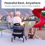 Pelegon Rollator Walker with Seat for Seniors – Lightweight Foldable Walker with Padded Seat & Backrest, Adjustable Handles, Reflective Frame, Carry Bag – Heavy-Duty 300lb Support - Black