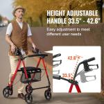 VEVOR Folding Rollator Walker for Seniors, Lightweight Aluminum Rolling Walker with Adjustable Seat and Handle, Outdoor Mobility Rollator Walker with 8" All Terrain Wheels, 300LB Support, Blue + Black