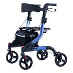 Rollator Walker Heavy Duty w/Seat Petite, Adjustable, Foldable, 350 lbs, Blue