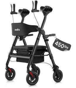 2025 StrollAid 2 In 1 Rollator Walker Transport Chair Heavy Duty 450 Lbs