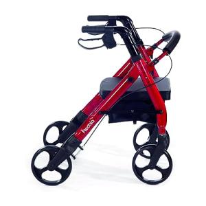 Comodità Piccola (Petite) Heavy Duty Rollator Walker with Comfortable 15" Wide Seat (Metallic Red)
