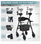 2025 StrollAid 2 In 1 Rollator Walker Transport Chair Heavy Duty 450 Lbs