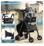 2025 StrollAid 2 In 1 Rollator Walker Transport Chair Heavy Duty 450 Lbs