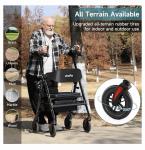 2025 StrollAid 2 In 1 Rollator Walker Transport Chair Heavy Duty 450 Lbs