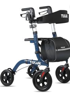 TULUR Outdoor Rollator Walker W/ Seat, All Terrain Walker 9210BU NEW IN BOX Blue