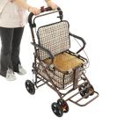 Heavy Duty Shopping Cart with Seat, 4 Wheels Medical Walking Aids Foldable, Rollator Walkers for Seniors, for Mobility and Rest, 220 lbs Capacity (Checkered)