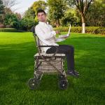 Heavy Duty Shopping Cart with Seat, 4 Wheels Medical Walking Aids Foldable, Rollator Walkers for Seniors, for Mobility and Rest, 220 lbs Capacity (Checkered)