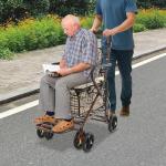 Heavy Duty Shopping Cart with Seat, 4 Wheels Medical Walking Aids Foldable, Rollator Walkers for Seniors, for Mobility and Rest, 220 lbs Capacity (Checkered)