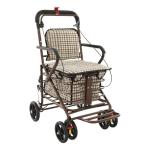 Heavy Duty Shopping Cart with Seat, 4 Wheels Medical Walking Aids Foldable, Rollator Walkers for Seniors, for Mobility and Rest, 220 lbs Capacity (Checkered)