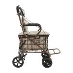 Heavy Duty Shopping Cart with Seat, 4 Wheels Medical Walking Aids Foldable, Rollator Walkers for Seniors, for Mobility and Rest, 220 lbs Capacity (Checkered)