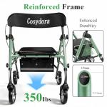 Cosydora Rollator Walkers for Seniors with Seat, 13.6 Lbs Ultra Lightweight Foldable Rolling Walker, 350Lbs Heavy Duty Aluminum, 8" All Terrain Wheels, Dual Adjustable Height, Sage Green