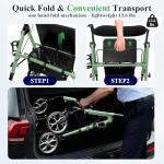 Cosydora Rollator Walkers for Seniors with Seat, 13.6 Lbs Ultra Lightweight Foldable Rolling Walker, 350Lbs Heavy Duty Aluminum, 8" All Terrain Wheels, Dual Adjustable Height, Sage Green