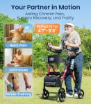 VOCIC Walkers for Seniors, Upright Walker with Adjustable Armrests, Z22 GelCool Stand Up Walker with Ergo Seat & Backrest, 8" All Terrain Rollator with 300lb,Cup& Cane Holder