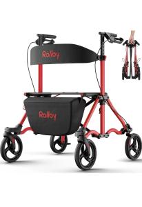 Rollator Walkers for Seniors with Seat, Aluminum Ultra-Compact Travel Rolling