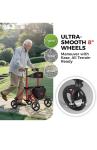 Rollator Walkers for Seniors with Seat, Aluminum Ultra-Compact Travel Rolling