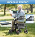 Upright Walkers for Seniors, Stand Up Rollator Walker with Adjustable Padded Armsupport & Seat, Folding Rolling Walker with 8'' Wheel Suitable for All Terrain, Black