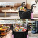 StrollAid 3 Wheel Walkers for Seniors, Foldable Rollator Walker with Tray & Large Storage Bag, 10" Big Wheel for All Terrain, 350 lb Weight Capacity, Pink