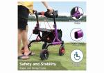 MAXWALK Portable All Terrain Foldable Outdoor Walker 8" Wheels 300lb Red Senior