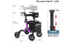 MAXWALK Portable All Terrain Foldable Outdoor Walker 8" Wheels 300lb Red Senior