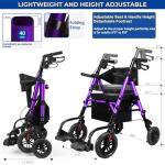 Lightweight Foldable Rollator Walker with Seat
