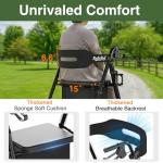 RollisRoll Walkers for Seniors Taller 5.3~7ft, Lightweight Foldable Rollator Walker, Built in Cable, Reinforced Aluminum Frame, 8" Big Rubber Wheels for All Terrain, 350lb Weight Capacity, Black