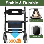 RollisRoll Walkers for Seniors Taller 5.3~7ft, Lightweight Foldable Rollator Walker, Built in Cable, Reinforced Aluminum Frame, 8" Big Rubber Wheels for All Terrain, 350lb Weight Capacity, Black