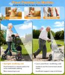 Lightweight Upright Rollator Walker All-Terrain Foldable with seat and Adjustable Height backrest, 300 lbs Capacity, 10" Front & 8" Rear Wheels for Seniors, Adults, bariatric, Includes Cane Holders