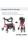 New Drive Medical Nitro Sprint Hemi Rollator Walker Heavy Duty w/Seat Petite Red