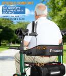 Lightweight Upright Rollator Walker All-Terrain Foldable with seat and Adjustable Height backrest, 300 lbs Capacity, 10" Front & 8" Rear Wheels for Seniors, Adults, bariatric, Includes Cane Holders