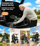 Lightweight Upright Rollator Walker All-Terrain Foldable with seat and Adjustable Height backrest, 300 lbs Capacity, 10" Front & 8" Rear Wheels for Seniors, Adults, bariatric, Includes Cane Holders