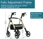 ELENKER Heavy Duty Rollator Walker with Extra Wide Padded Seat 500lbs 10" Wheels