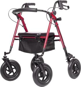 Elenker All-Terrain 10" Wheel Rollator w/ Padded Seat & Backrest, 300 lb Capacit