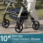 ELENKER Heavy Duty Rollator Walker with Extra Wide Padded Seat 500lbs 10" Wheels