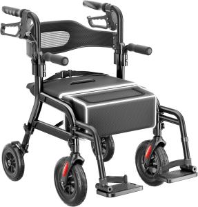 2-in-1 Rollator Walker Wheelchair Combo 10in All-Terrain 350lb - NIB